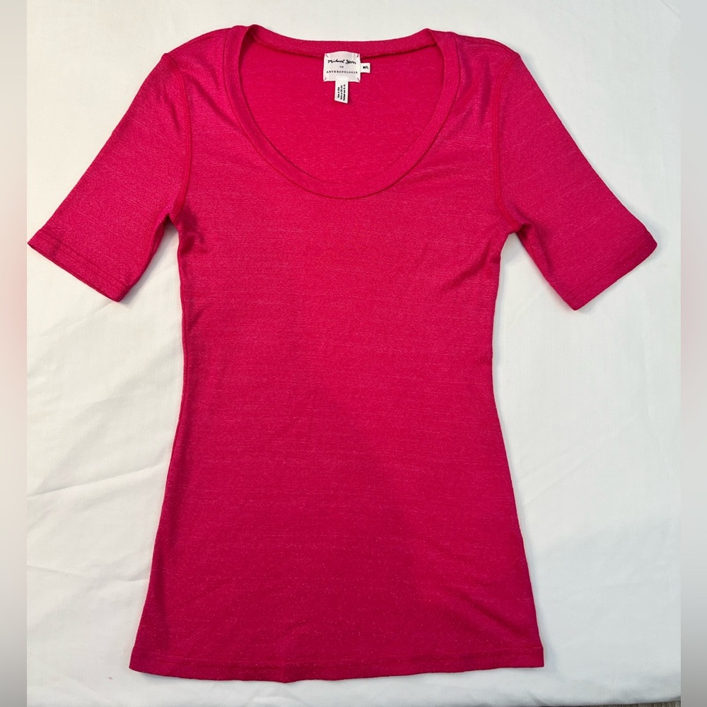 Michael Stars For Anthropologie Fuchsia Short Sleeve Tee Medium/Large